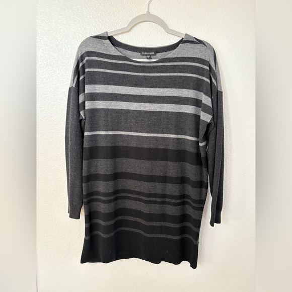 Eileen Fisher Tops - Eileen Fisher Merino Wool Grey Black Striped Knit tunic size Small
